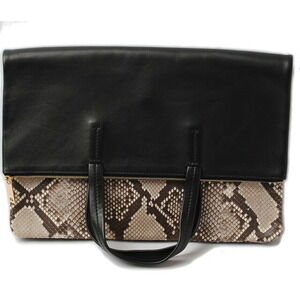Celine Folded Cabas Tote Clutch Bag Black Python